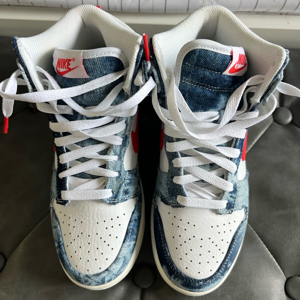 Nike Blue and White High-Top Sneakers